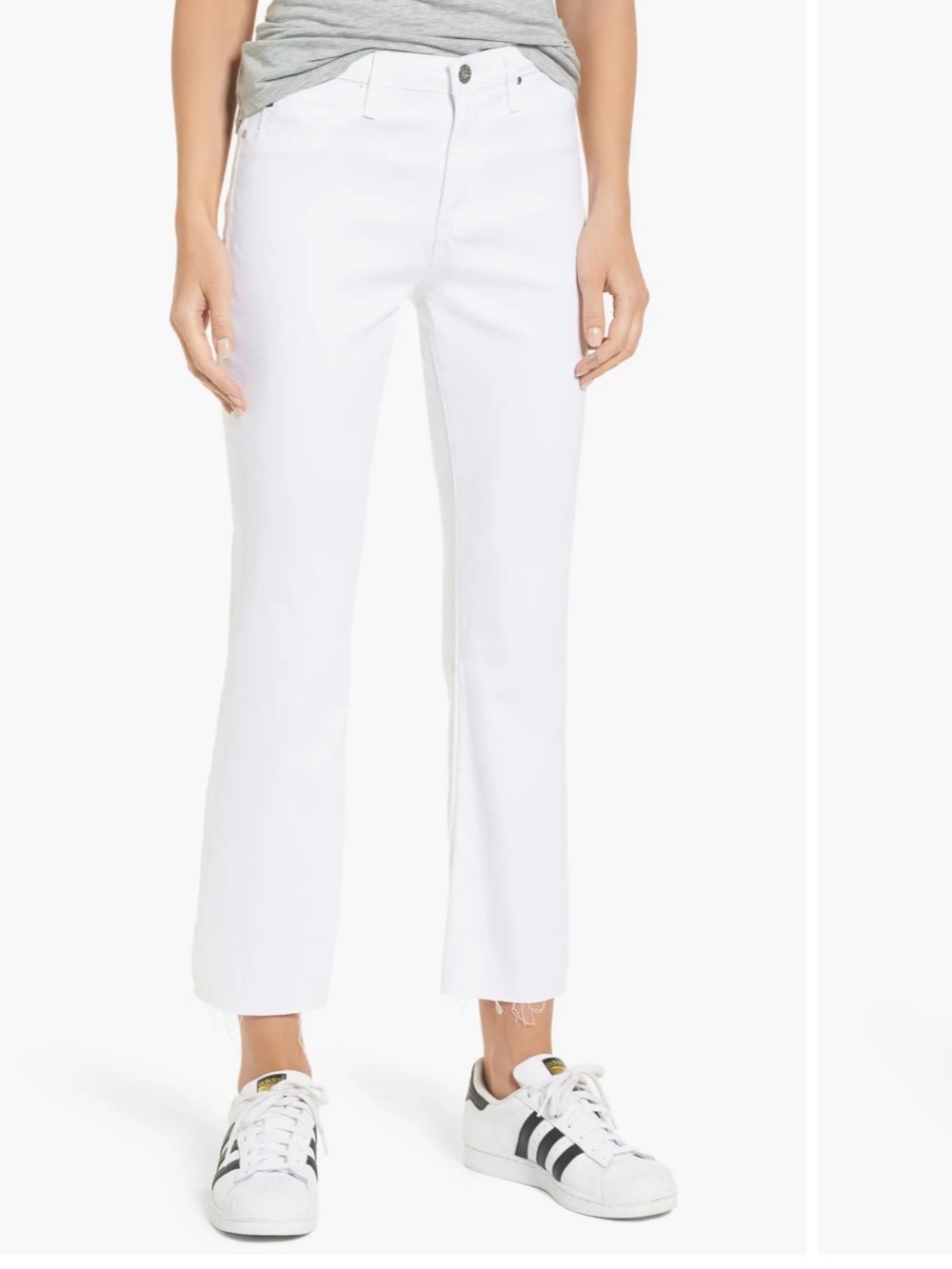 Ag Adriano Goldschmied The Jodi Crop- High-Rise White Slim Flare Crop Jeans